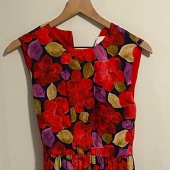 DYVNA Red Green Floral Silk Maxi Dress NWT Small $495 - Picture 8 of 9
